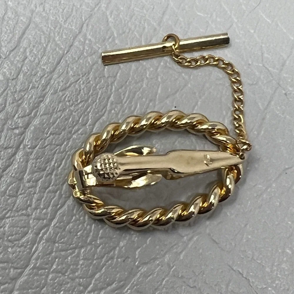 Vintage Swank Oval Tie Clip Mens Womens Gold Tone Open Oval‎
